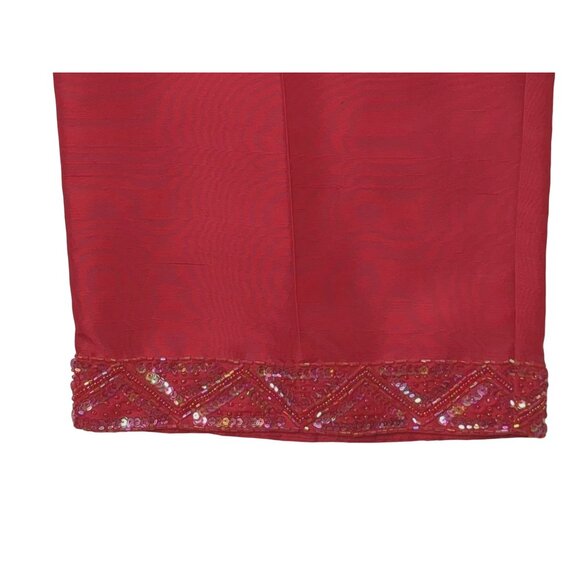 Ice Silk Pants Womens 8 Red Sequin Detail Party Event Occasion Flat Front - Picture 2 of 9